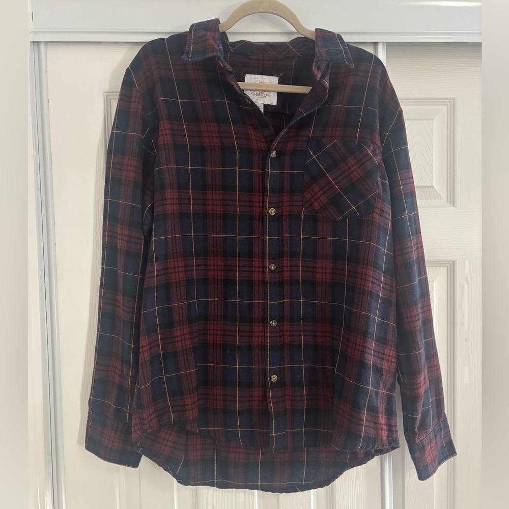 Plaid Button-Up Flannel Shirt